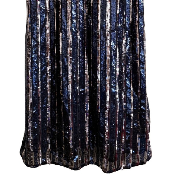ANTHROPOLOGIE Maeve Sequins Bling Cocktail Party Striped Midi Dress Size L NWT - Picture 6 of 12